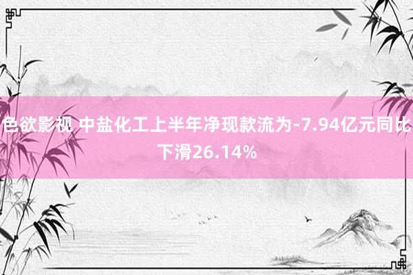 色欲影视 中盐化工上半年净现款流为-7.94亿元同比下滑26.14%