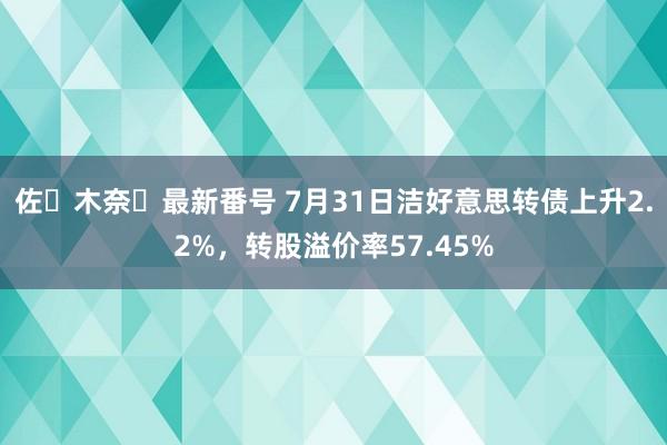 佐々木奈々最新番号 7月31日洁好意思转债上升2.2%，转股溢价率57.45%