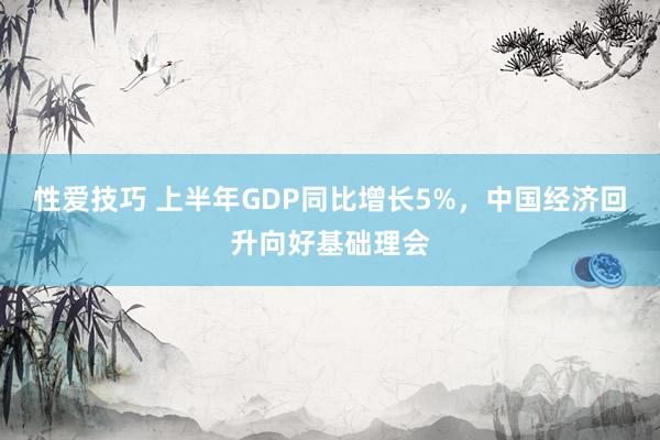 性爱技巧 上半年GDP同比增长5%，中国经济回升向好基础理会