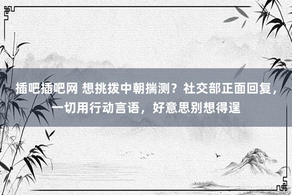 插吧插吧网 想挑拨中朝揣测？社交部正面回复，一切用行动言语，好意思别想得逞