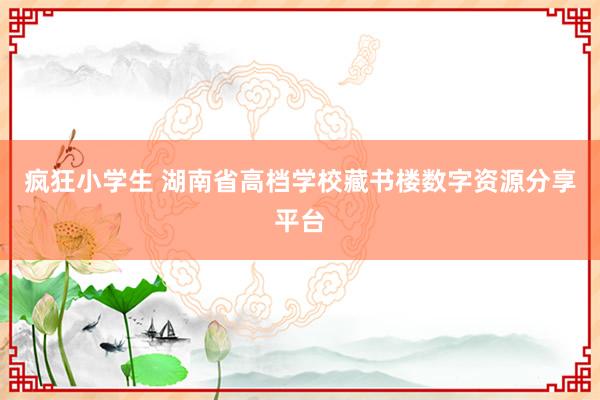 疯狂小学生 湖南省高档学校藏书楼数字资源分享平台